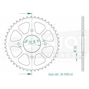 Couronne Acier 45 Dents - Pas 428 - Similaire JTR803 2018-2025