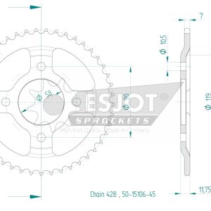 Couronne Acier 45 Dents - Pas 428 2015-2020