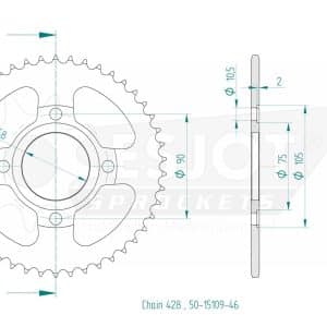 Couronne Acier 46 Dents - Pas 428 - Similaire JTR269 2017-2019
