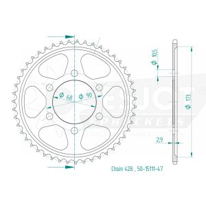 Couronne Acier 47 Dents - Pas 428 - Similaire JTR1222 2018-2020