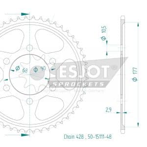 Couronne Acier 48 Dents - Pas 428 - Similaire JTR1222 2021-2026