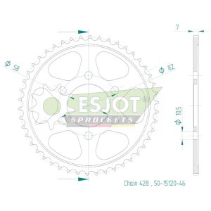 Couronne Acier 46 Dents - Pas 428 2022-2025