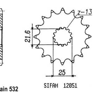 Pignon 15 Dents - Pas 532 - Similaire JTF440 1988-1998