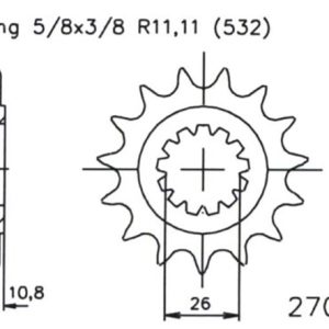 Pignon 17 Dents - Pas 532- Similaire JTF585 1995-1998