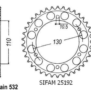 Couronne Acier 48 Dents - Pas 532 - Similaire JTR1875 2003-2005