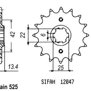 Pignon 16 Dents - Pas 525 - Similaire JTF291 1986-1992