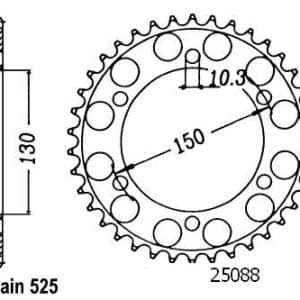 Couronne Acier 48 Dents - Pas 525 - Similaire JTR1300 2000-2007
