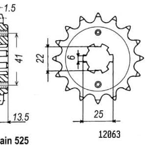 Pignon 15 Dents - Pas 525 - Similaire JTF293 1987-1988