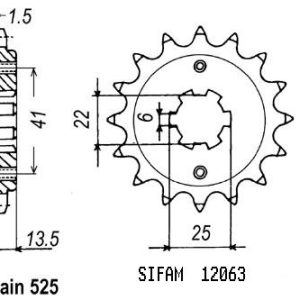 Pignon 16 Dents - Pas 525 - Similaire JTF293 1988