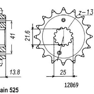 Pignon 16 Dents - Pas 525 - Similaire JTF296 1988-2007