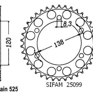 Couronne Acier 40 Dents - Pas 525 - Similaire JTR312 1988-1998