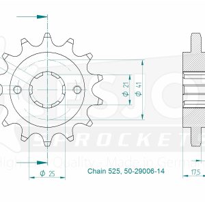 Pignon 14 Dents - Pas 525 - Similaire JTF294