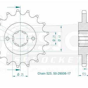 Pignon 17 Dents - Pas 525 - Similaire JTF294