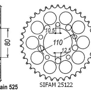 Couronne Acier 46 Dents - Pas 525 - Similaire JTR1332 1990-1992