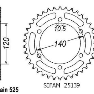 Couronne Acier 44 Dents - Pas 525 1998-1999