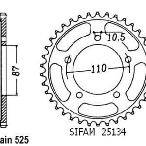 Couronne Acier 47 Dents - Pas 525 - Similaire JTR807 1990-1992