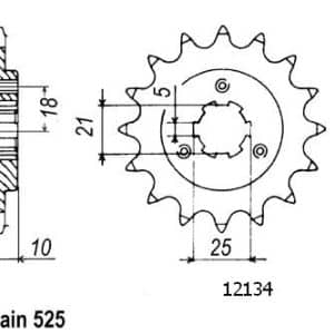 Pignon 15 Dents - Pas 525 - Similaire JTF1448 1994-2005