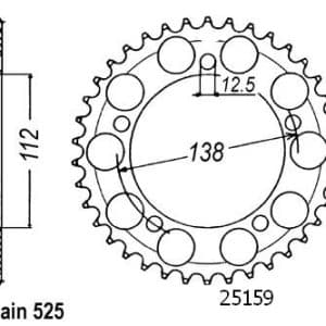 Couronne Acier 41 Dents - Pas 525 - Similaire JTR1304 1998-2008