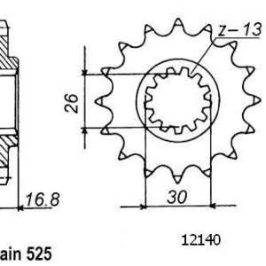 Pignon 16 Dents - Pas 525 - Similaire JTF1370 1996-2025