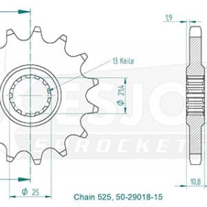 Pignon 15 Dents - Pas 525 - Similaire JTF1586