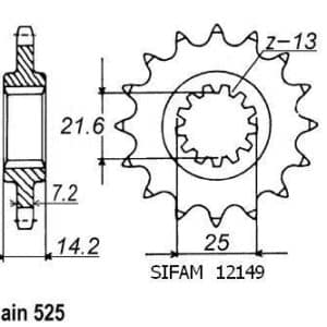 Pignon 15 Dents - Pas 525 - Similaire JTF1531 1995-1999