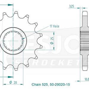 Pignon 15 Dents - Pas 525 - Similaire JTF704 2015-2023