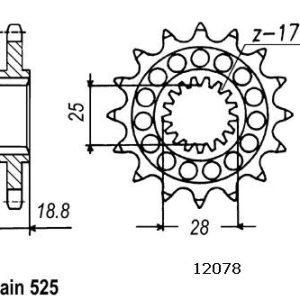Pignon 16 Dents - Pas 525 - Similaire JTF704 2000-2025