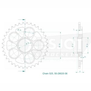 Couronne Acier 36 Dents - Pas 525 - Similaire JTR752 1994-2003