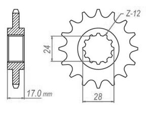 Pignon 15 Dents - Pas 525 - Similaire JTF1371 1997-2007