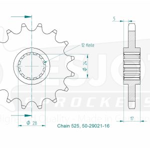 Pignon 16 Dents - Pas 525 - Similaire JTF1371