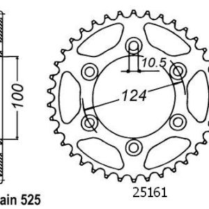 Couronne Acier 43 Dents - Pas 525 - Similaire JTR745 1999-2003
