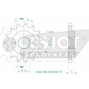 Pignon 15 Dents - Pas 525 - Similaire JTF740 1994-2024