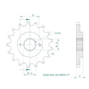 Pignon 17 dents - Pas 525 2005-2012