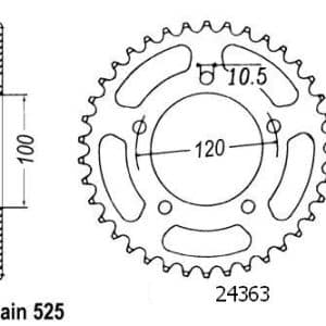 Couronne Acier 40 Dents - Pas 525 - Similaire JTR702 2001-2016