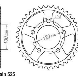 Couronne Acier 43 Dents - Pas 525 - Similaire JTR702