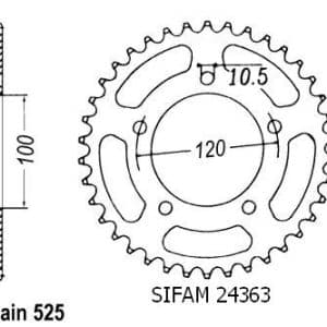 Couronne Acier 46 Dents - Pas 525 - Similaire JTR702 2008-2016