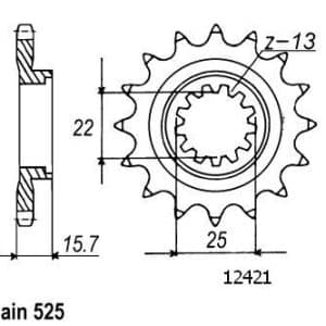 Pignon 15 Dents - Pas 525 - Similaire JTF1535 1998-2002