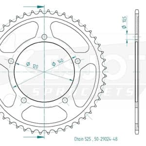 Couronne Acier 48 Dents - Pas 525 - Similaire JTR1792 2006-2010