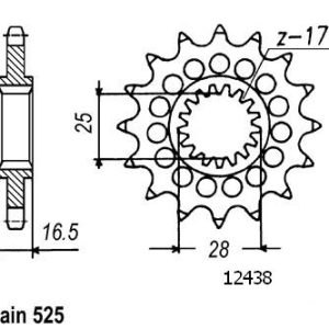 Pignon 17 Dents - Pas 525 - Similaire JTF1904 2003-2024
