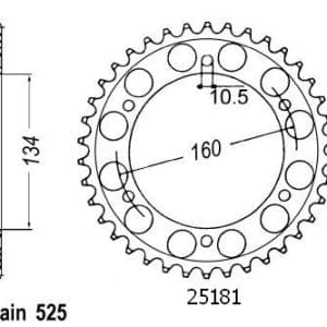 Couronne Acier 41 Dents - Pas 525 - Similaire JTR1307 2007-2016