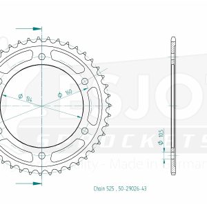 Couronne Acier 43 Dents - Pas 525 - Similaire JTR1307