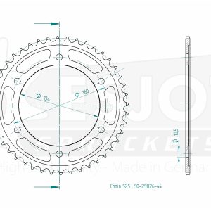Couronne Acier 44 Dents - Pas 525 - Similaire JTR1307