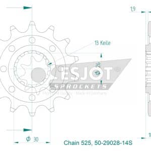 Pignon Ultralight 14 Dents - Pas 525 - Similaire JTF1591