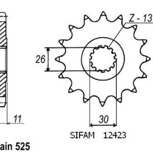 Pignon 15 Dents - Pas 525 - Similaire JTF1591 2019-2025
