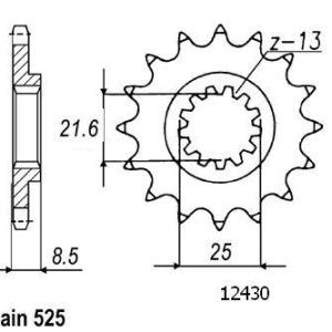 Pignon 17 Dents - Pas 525 - Similaire JTF1537 2004-2025