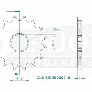 Pignon 16 Dents - Pas 525 - Similaire JTF1183
