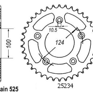 Couronne Acier 36 Dents - Pas 525 - Similaire JTR744 2003-2006