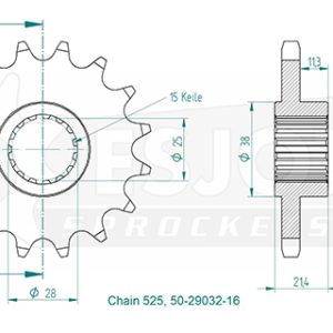 Pignon 16 Dents - Pas 525 - Similaire JTF709 2007-2022