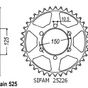 Couronne Acier 45 Dents - Pas 525 - Similaire JTR899 2006-2010