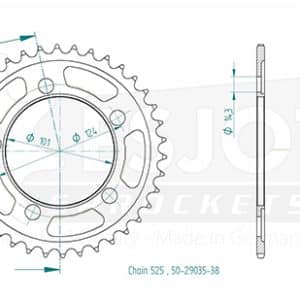 Couronne Acier 38 Dents - Pas 525 - Similaire JTR898 2005-2015